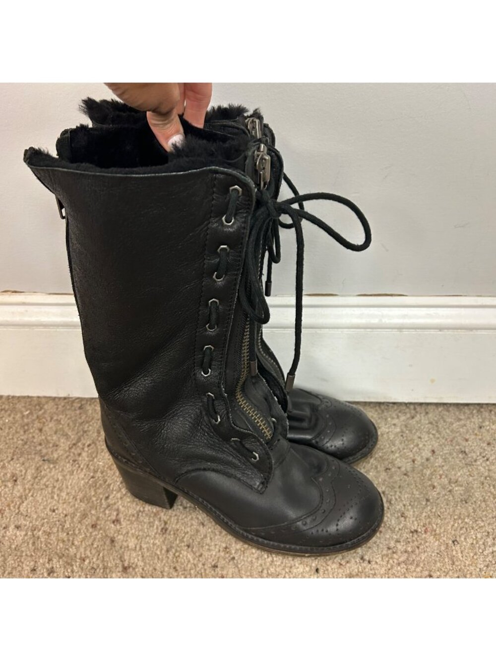 Anthropologie Kelsi Dagger Mashita Wingtip Boots Riding Combat Grunge Size 8 Wom